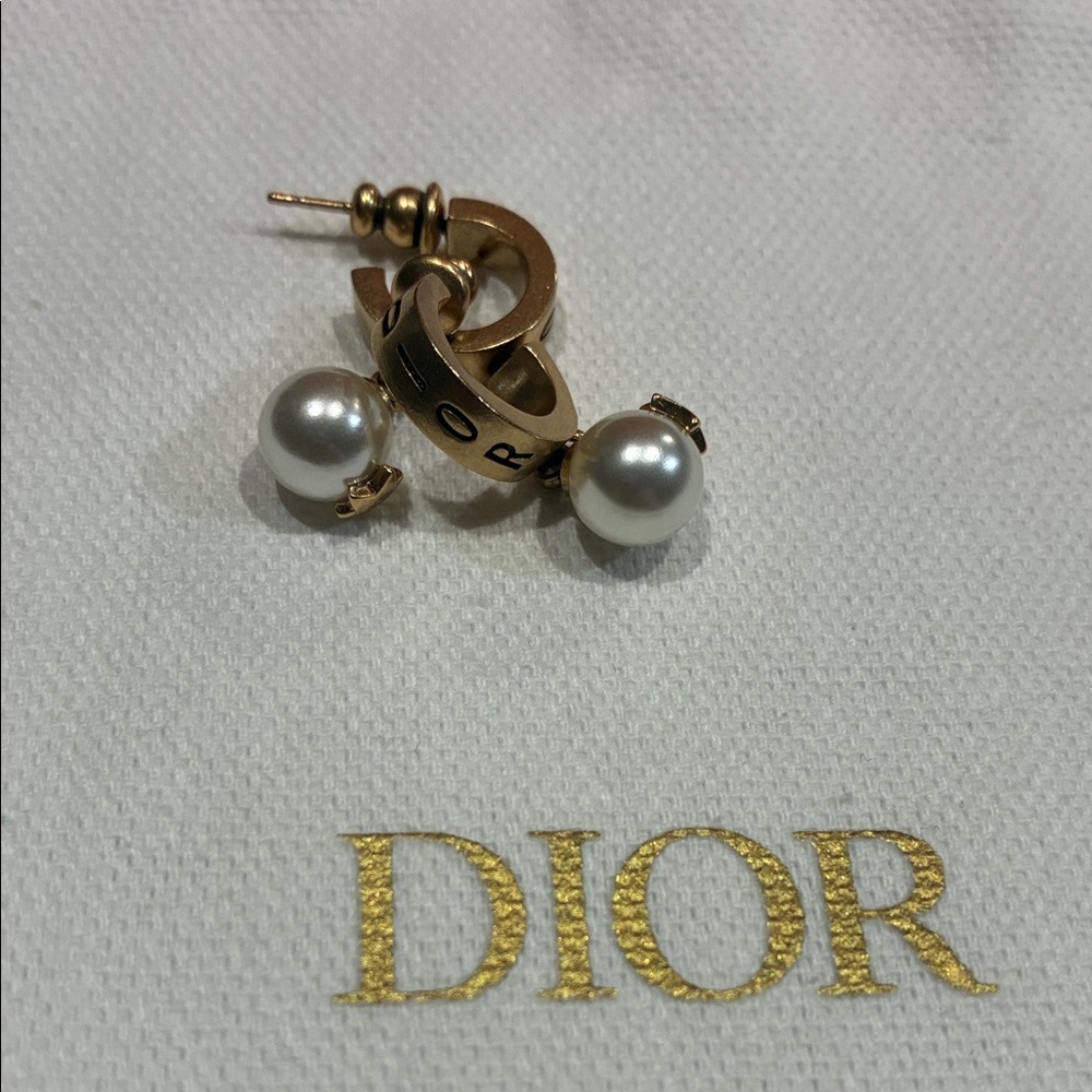 Dior Gold and Pearl Stud Earrings